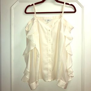 Off shoulder ruffle sleeve blouse